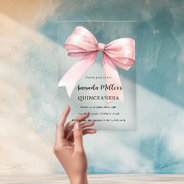 Invitaciones Acrílicas Arco rosa elegante Quinceanera lujoso claro