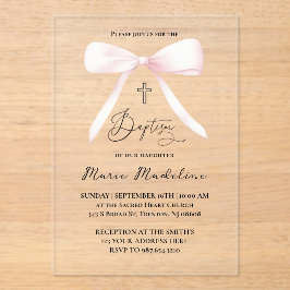 Invitaciones Acrílicas arco rosa pastel | Bautismo