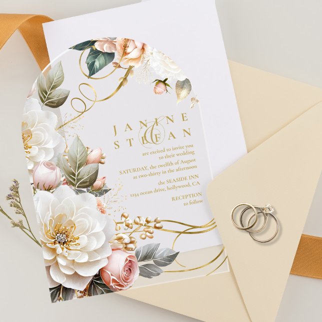 Invitaciones Acrílicas Arco transparente Boda de drama floral ID1022 (Subido por el creador)