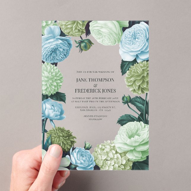 Invitaciones Acrílicas Arctic Blue, Frosted Pine & Cloud Moss Wedding (Insitu (portátil))