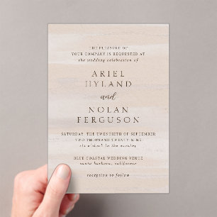 Invitaciones Acrílicas Ariel Beige Abstract Watercolor Boda moderno