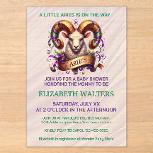 Aries Zodiac Baby Shower Lavanda y Verde