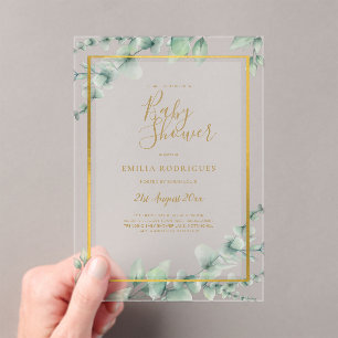 Invitaciones Acrílicas Aritméticos transparentes o congelados en Baby Sho