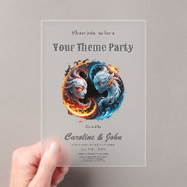 Invitaciones Acrílicas Armonía elemental, yin y yang de la naturaleza.