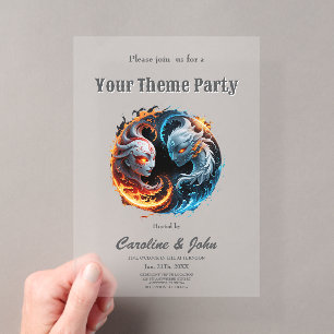 Invitaciones Acrílicas Armonía elemental, yin yáng de la naturaleza.