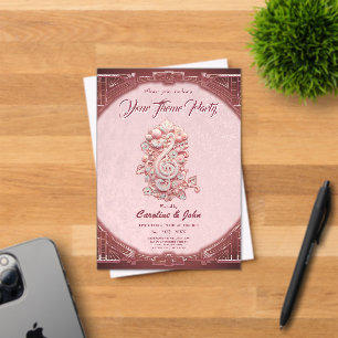 Invitaciones Acrílicas Armonía en rosa, un majestuoso y estilizado trinqu