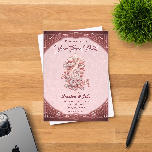 Invitaciones Acrílicas Armonía en rosa, un majestuoso y estilizado trinqu (Insitu (Tarjeta de Invitación))