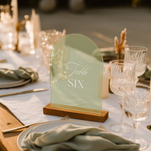 Invitaciones Acrílicas Arqueta Acrílico Verde Salvia Boda Mesa Número Sei