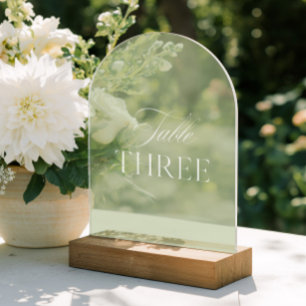Invitaciones Acrílicas Arqueta Acrílico Verde Salvia Boda Mesa Número Tre
