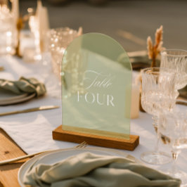Invitaciones Acrílicas Arqueta Acrílico Verde Salvia Mesa de Boda Número 
