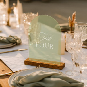Invitaciones Acrílicas Arqueta Acrílico Verde Salvia Mesa de Boda Número