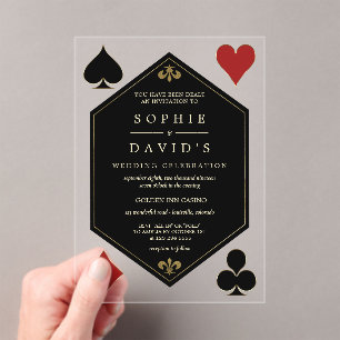 Invitaciones Acrílicas Art Deco Gatsby Las Vegas Casino Poker Boda