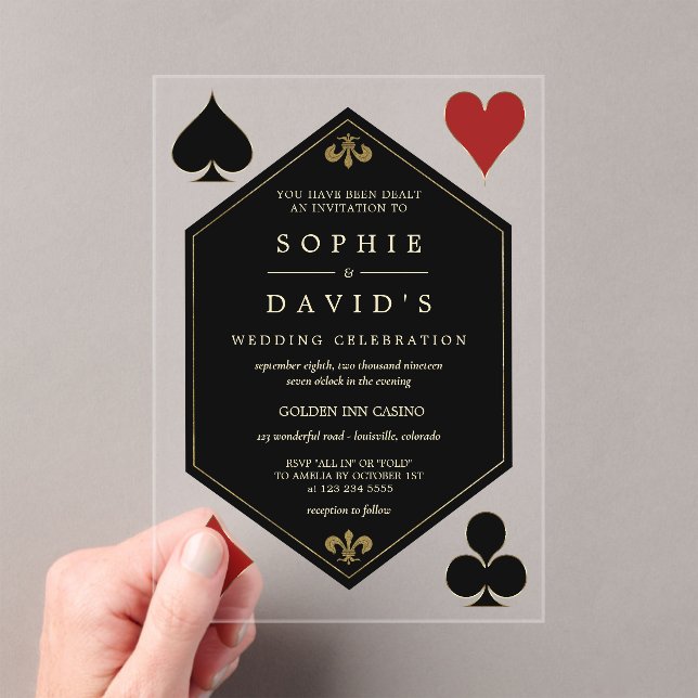 Invitaciones Acrílicas Art Deco Gatsby Las Vegas Casino Poker Boda (Insitu (portátil))