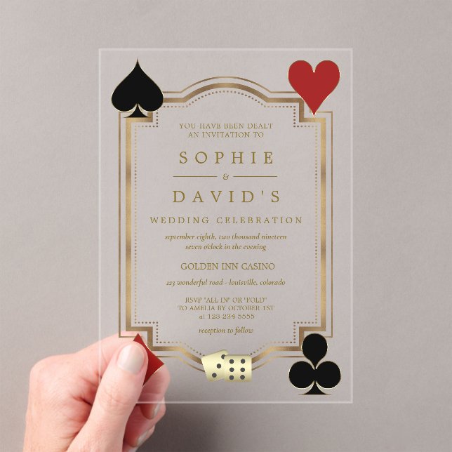 Invitaciones Acrílicas Art Deco Las Vegas Casino Royale Poker Boda (Insitu (portátil))