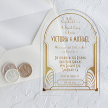 Art Deco Nouveau Fiesta en un Speak Easy dorado y