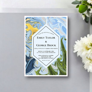 Invitaciones Acrílicas Arte abstracto caprichoso y elegante para bodas