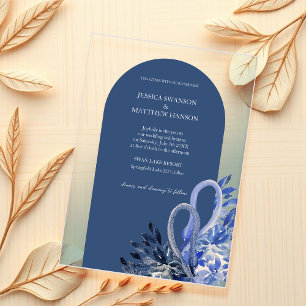Invitaciones Acrílicas Arte de Acuarela de Cisnes Azules Bohemios