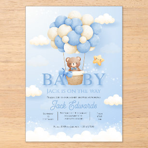 Invitaciones Acrílicas Arte de Acuarela de Globo Aerostático para Baby Sh