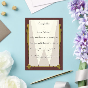 Invitaciones Acrílicas Arte Deco Elegante en Rojo para Boda