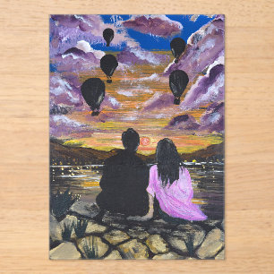 Invitaciones Acrílicas Arte Hecho a Mano – Atardecer Juntos