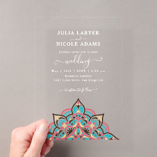 Invitaciones Acrílicas Arte Nuevo Floral Arco Mandala Boda Árabe