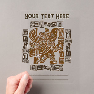Invitaciones Acrílicas Arte tribal antiguo guerrero águila azteca
