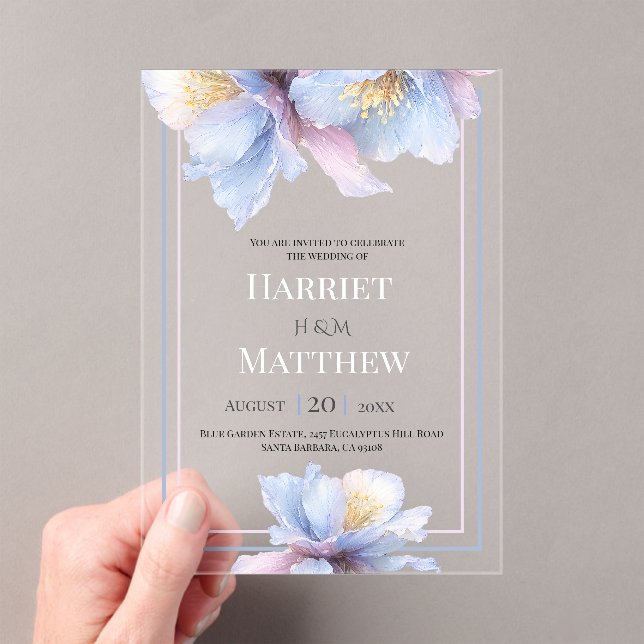 Invitaciones Acrílicas Artistic Pastel Botanical Florals Wedding (Insitu (portátil))