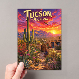 Invitaciones Acrílicas Atardecer del desierto de Tucson Arizona Cactus Sa