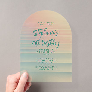 Invitaciones Acrílicas Aurora minimalista abstracta en la costa para 75 c