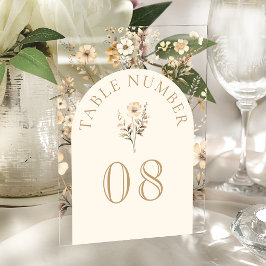 Invitaciones Acrílicas Autumn Wildflower Wedding Acrylic Table Number