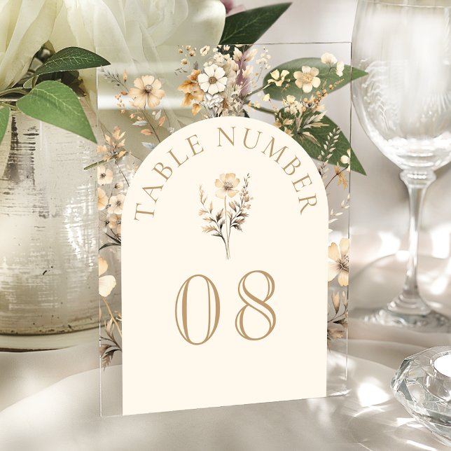 Invitaciones Acrílicas Autumn Wildflower Wedding Acrylic Table Number (Subido por el creador)