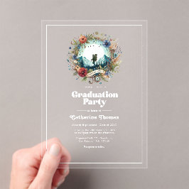 Invitaciones Acrílicas Aventura Retro Espera Fiesta de Graduación de Acrí