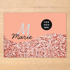 Invitaciones Acrílicas azul chispa añadir el texto del logotipo gracias a