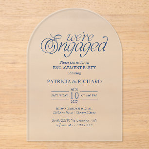 Invitaciones Acrílicas Azul Cobalto Minimalista Arco de Fiesta de Comprom