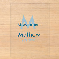 Azul marino groomsman letra nombre fecha masculino
