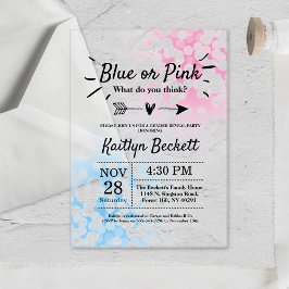 Invitaciones Acrílicas ¿Azul O Rosa Moderno? Fiesta de Revelación de Géne