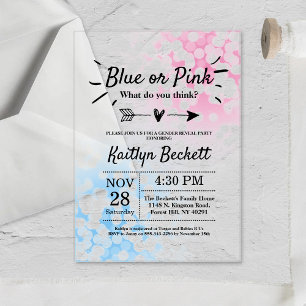 Invitaciones Acrílicas ¿Azul O Rosa Moderno? Fiesta de Revelación de Géne