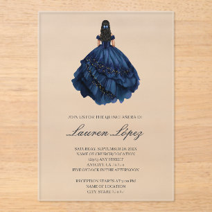Invitaciones Acrílicas Azul quinceañera acrílico