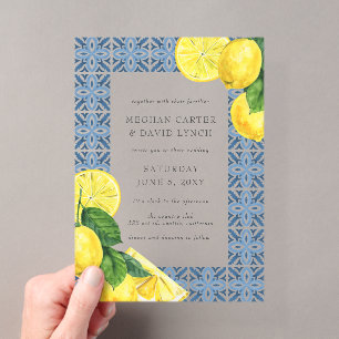 Invitaciones Acrílicas Azulejos Azules Mediterráneos Sicilianos Bodas de 