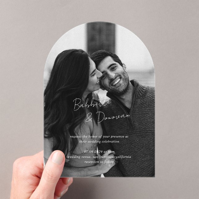Invitaciones Acrílicas Babbette Foto Minimalista Boda moderno (Insitu (portátil))