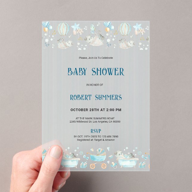 Invitaciones Acrílicas Baby Boy Modern Shower Invitation (Insitu (portátil))