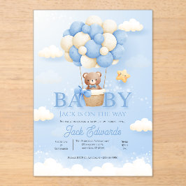 Invitaciones Acrílicas Baby Hot Air Balloon Watercolor Shower Art