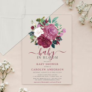 Invitaciones Acrílicas Baby In Bloom Fiesta de Bebé Floral