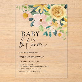 Invitaciones Acrílicas Baby in Bloom Yellow Floral