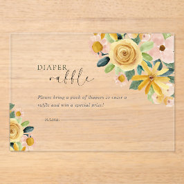 Invitaciones Acrílicas Baby in Bloom Yellow Floral Diaper