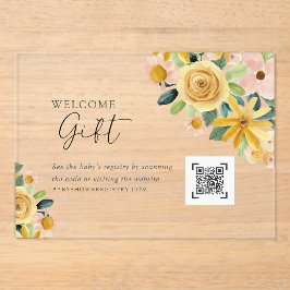 Invitaciones Acrílicas Baby in Bloom Yellow Floral Gift Registry