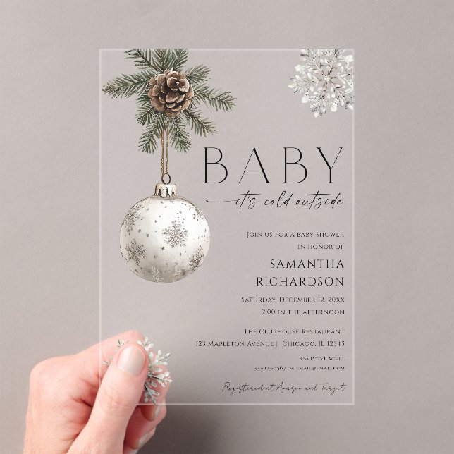 Invitaciones Acrílicas Baby it's cold outside rustic boho baby shower (Insitu (portátil))