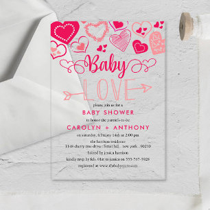 Invitaciones Acrílicas "Baby Love" Baby Shower del Día de San Valentín