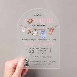 Invitaciones Acrílicas Baby Pink Little Cowgirl is on the Way Invitation