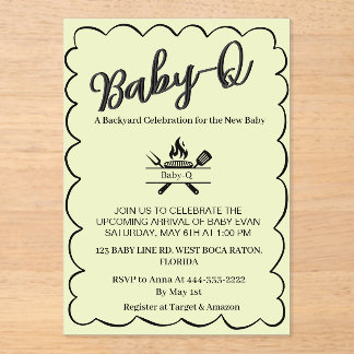 Invitaciones Acrílicas Baby-Q Backyard Baby Shower   BBQ Baby 